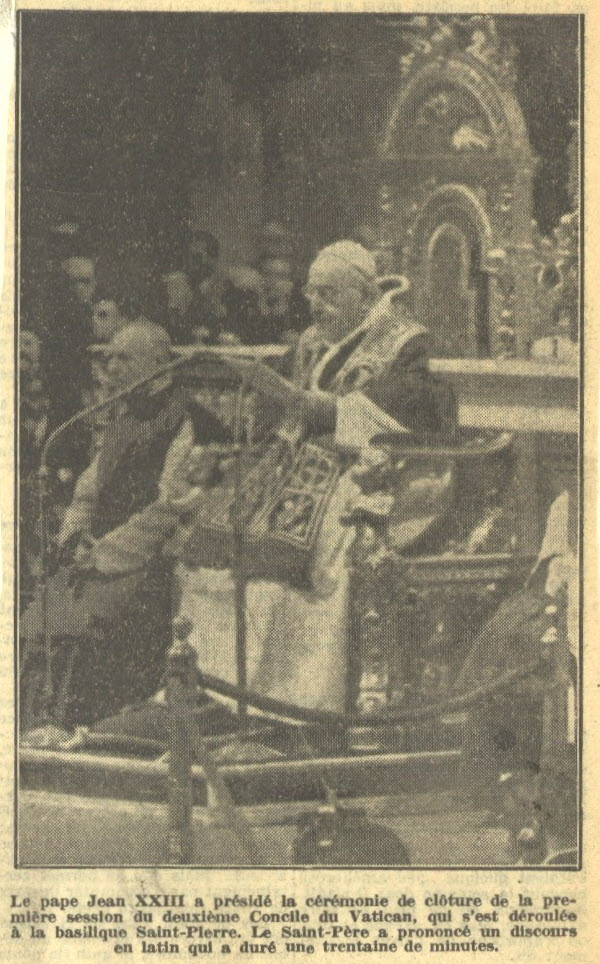 Johannes XXIII houdt slottoespraak van eerste Conciliezittijd