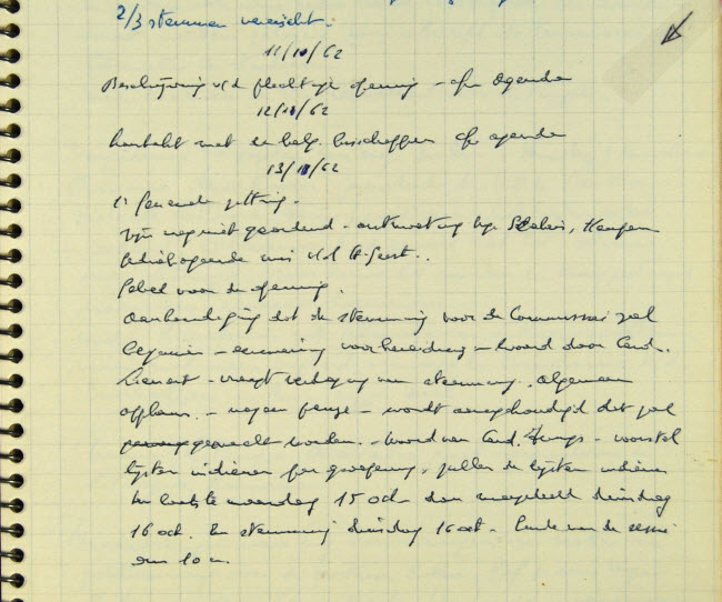 Handschrift uit het Conciliedagboek van Frans Odo De Wilde